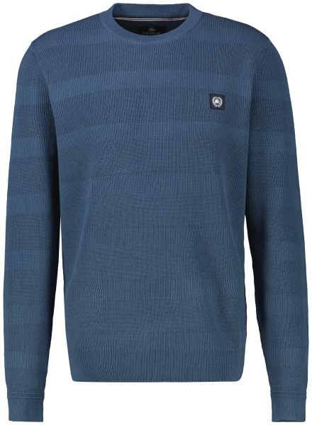 Lerros Pullover - Regular Fit - Rundhals - Ton-in-Ton Streifen - blau
