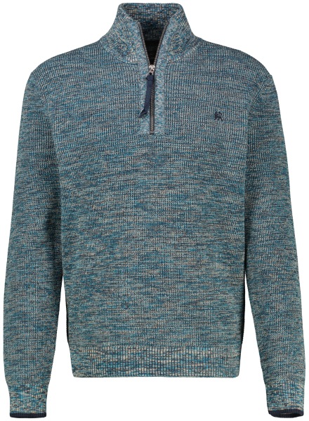 Lerros Pullover - Regular Fit - Strick - Troyerkragen - blau