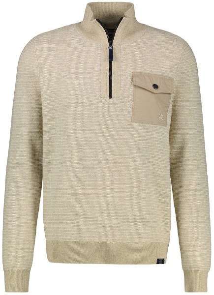 Lerros Pullover - Regular Fit - Troyer - Struktur - beige