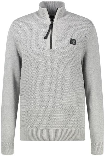 Lerros Pullover - Regular Fit - Troyer - Struktur - hellgrau