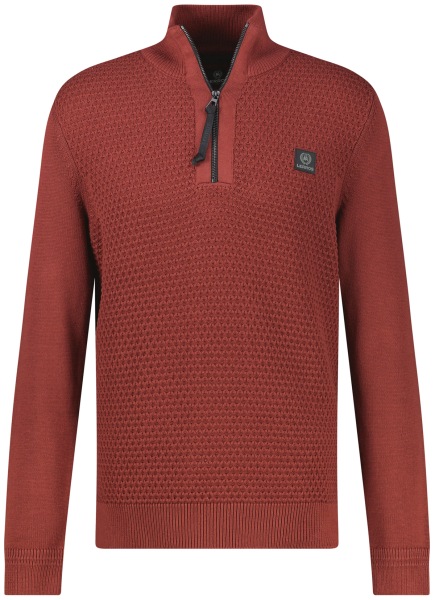 Lerros Pullover - Regular Fit - Troyer - Struktur - rot