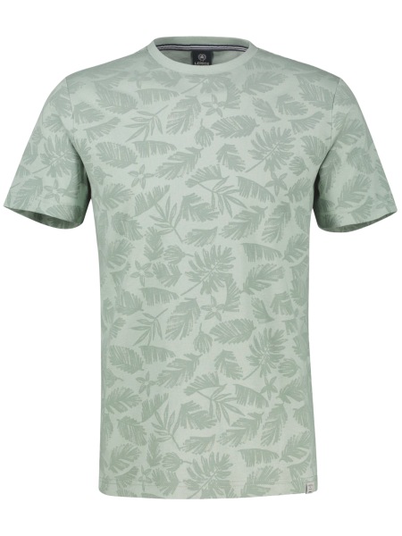 Lerros T-Shirt - Regular Fit - Rundhals - floraler Print - grün