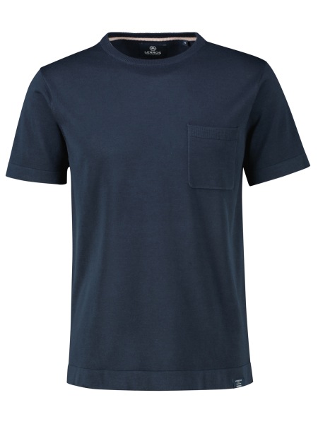 Lerros T-Shirt - Regular Fit - Rundhals - mit Brusttasche - dunkelblau