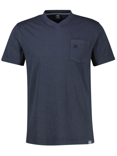 Lerros T-Shirt - Regular Fit - V-Ausschnitt - mit Brusttasche - dunkelblau