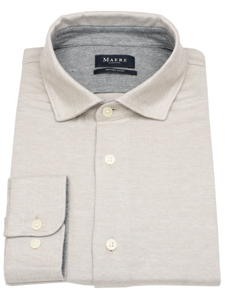 MAERZ Muenchen Hemd - Modern Fit - Haifischkragen - Jersey - hellbraun - 742901 169 