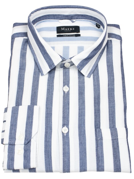 MAERZ Muenchen Hemd - Modern Fit - Kentkragen - Streifen - blau / weiß