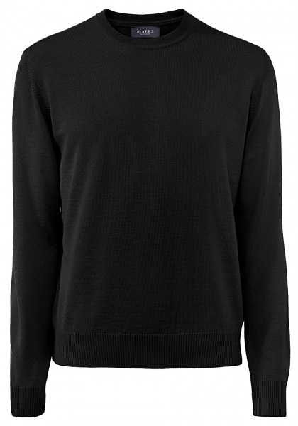 MAERZ Muenchen Pullover - Classic Fit - Rundhals - Merinowolle - schwarz
