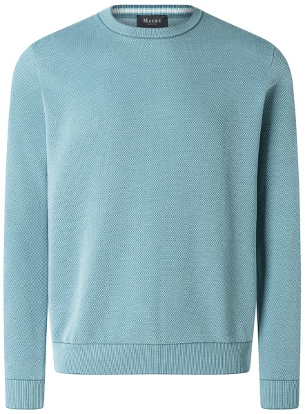 MAERZ Muenchen Pull-over - Regular Fit - col rond - coton biologique - turquoise - sans emballage d´origine