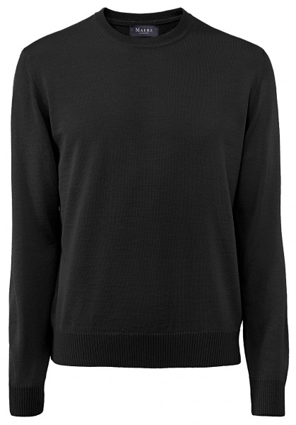 MAERZ Muenchen Pull - Regular Fit - Col rond - Laine mérinos - Anthracite