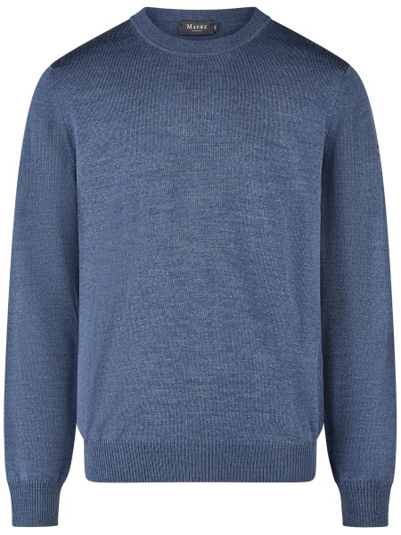 MAERZ Muenchen Pullover - Regular Fit - Rundhals - Merinowolle - blau