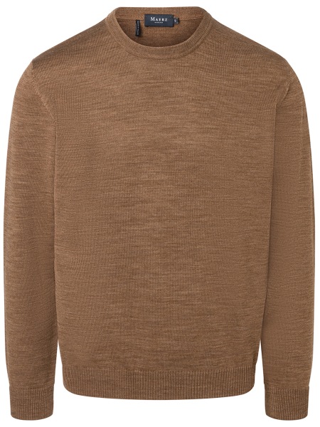 MAERZ Muenchen Pullover - Regular Fit - Rundhals - Merinowolle - braun