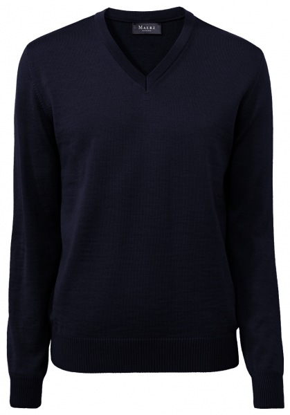 MAERZ Muenchen Pull - Regular Fit - Col V - Laine mérinos - navy