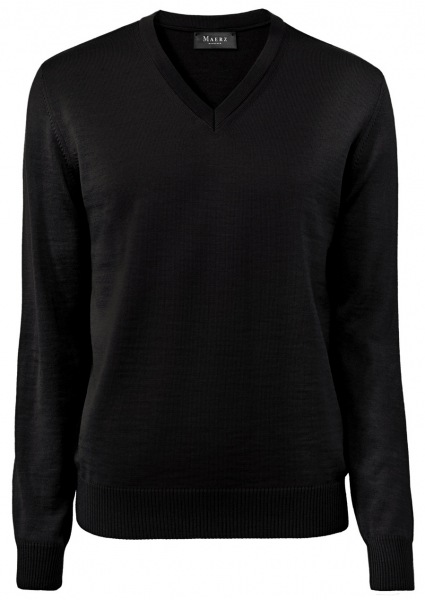 MAERZ Muenchen Pull - Regular Fit - Col V - Laine mérinos - noir
