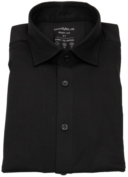 Marvelis Hemd - Body Fit - Easy To Wear Jersey - schwarz