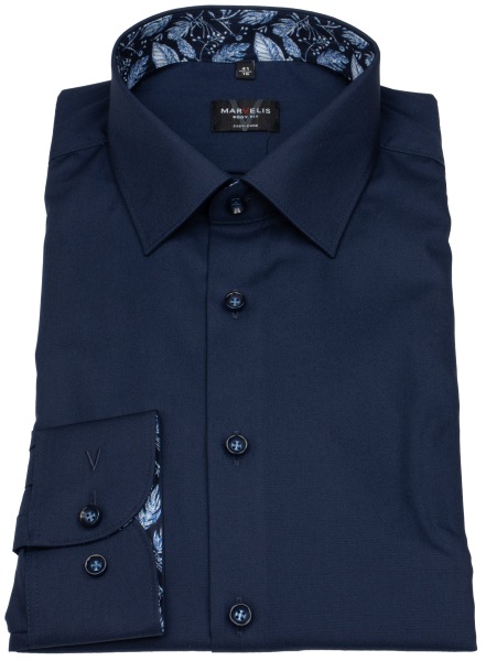 Marvelis Shirt - Body Fit - Kent Collar - Dark Blue - w/o OP