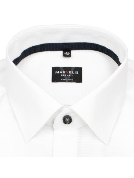 Marvelis Hemd - Body Fit - Kentkragen - Struktur - Kontrastknöpfe - weiß - 7512 74 00 