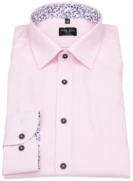 Marvelis Hemd - Body Fit - Patch - Fil-á-Fil - rosé