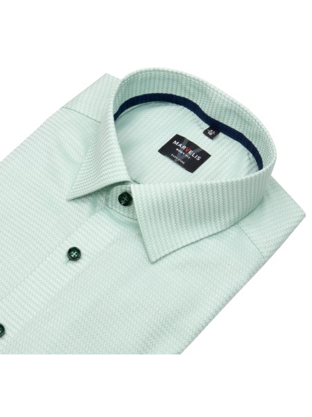 Marvelis Hemd - Body Fit - Struktur - Kontrastknöpfe - grün - extra langer 69cm Arm - 7512 79 45 