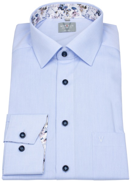 Marvelis Hemd - Comfort Fit - Kentkragen - Kontrastknöpfe - hellblau - ohne OVP