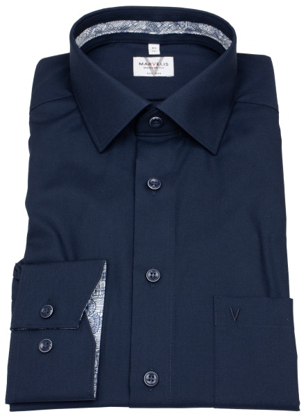 Marvelis Hemd - Modern Fit - Kentkragen - dunkelblau