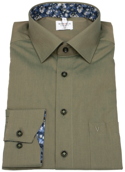 Marvelis Hemd - Modern Fit - Kentkragen - grün