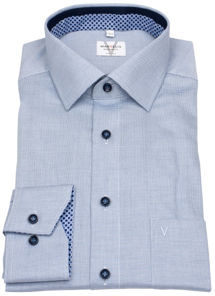 Marvelis Hemd - Modern Fit - Kentkragen - Kontrastknöpfe - hellblau - 7206 84 11 