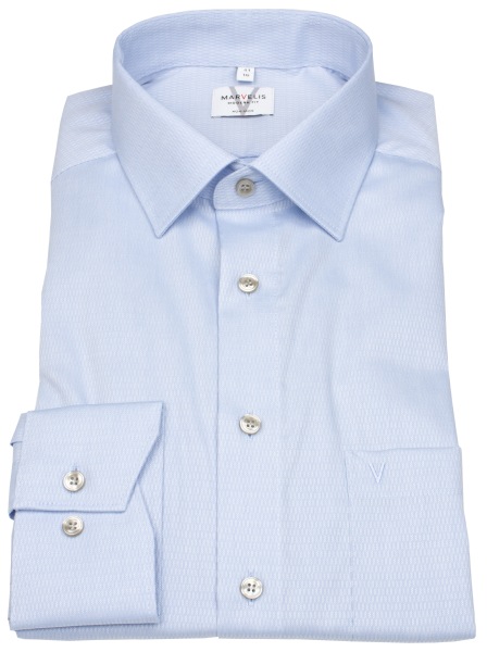 Marvelis Hemd - Modern Fit - Kentkragen - Struktur - hellblau