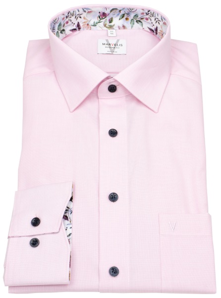 Marvelis Hemd - Modern Fit - Kontrastknöpfe - Fil à Fil - rosé