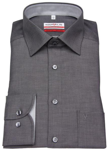 Marvelis Hemd - Modern Fit - Patch - Struktur - schwarz - ohne OVP - 4767 64 68 