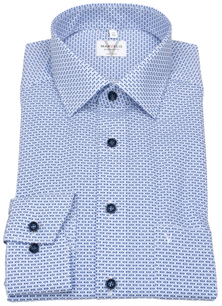 Marvelis Hemd - Modern Fit - Print - dunkelblau / hellblau / weiß