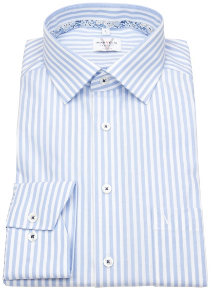 Marvelis Hemd - Modern Fit - Streifen - hellblau / weiß - ohne OVP