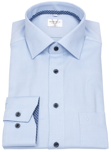 Marvelis Hemd - Modern Fit - Struktur - Kontrastknöpfe - hellblau - ohne OVP