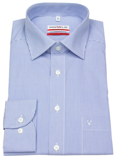 Marvelis Hemd - Modern Fit - Zündholzstreifen - blau / weiß - ohne OVP