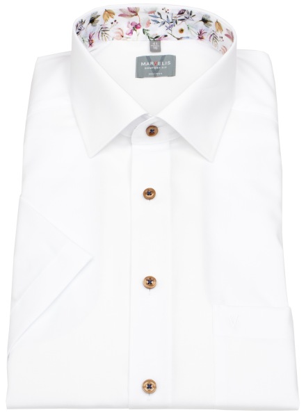 Marvelis Kurzarmhemd - Comfort Fit - Kentkragen - Kontrastknöpfe - weiß