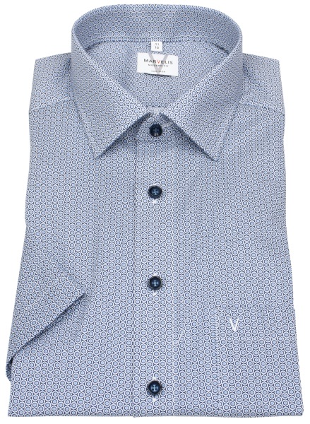 Marvelis Kurzarmhemd - Modern Fit - Kontrastknöpfe - hellblau / dunkelblau