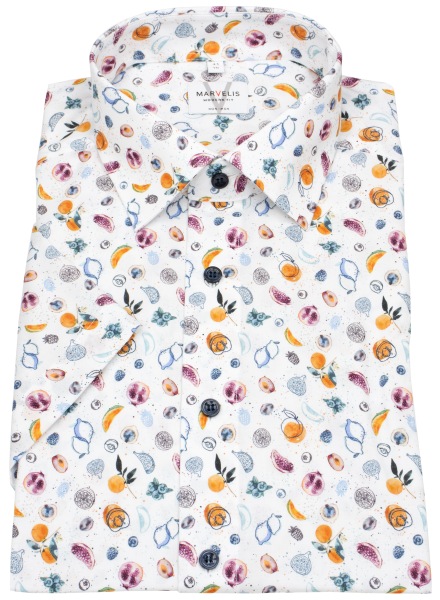Marvelis Kurzarmhemd - Modern Fit - Print - Früchte - mehrfarbig