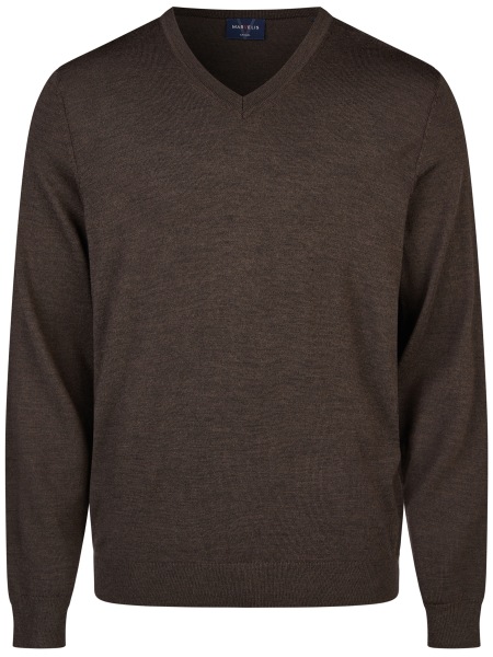 Marvelis Pullover - Merinowolle - V-Ausschnitt - braun
