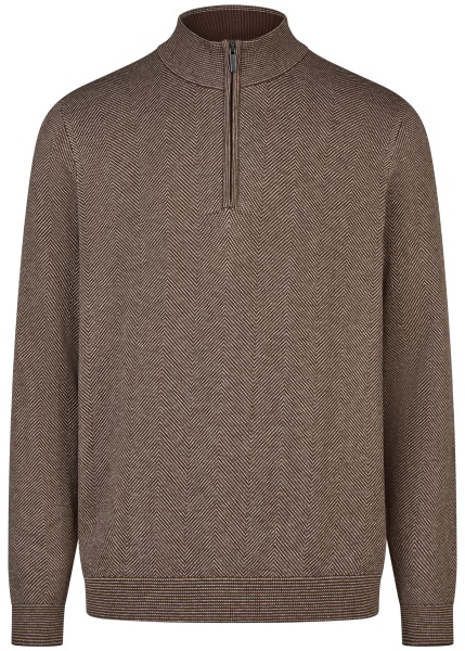 Marvelis Pullover - Troyerkragen - Struktur - mit Kaschmir - braun