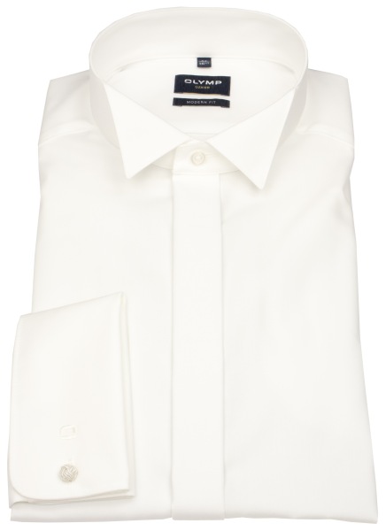 OLYMP Chemise de gala - Modern Fit - col cassé - manchette mousquetaire - beige clair