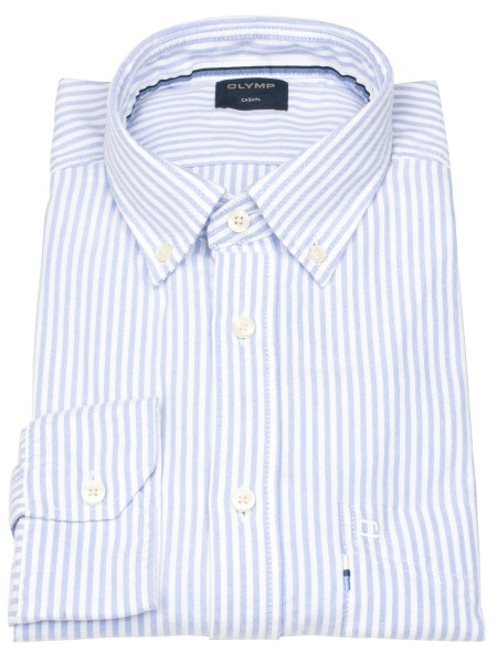 OLYMP Hemd - Casual - Regular Fit - Button Down - Streifen - hellblau / weiß