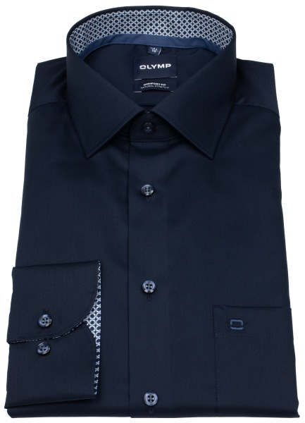 OLYMP Hemd - Comfort Fit - Kentkragen - Patch - dunkelblau