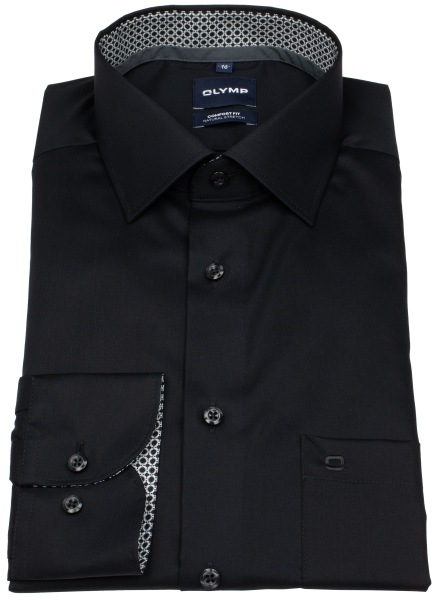 OLYMP Chemise - Comfort Fit - col Kent - patch - noir