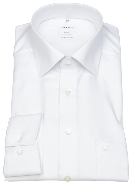 OLYMP Hemd - Comfort Fit - Kentkragen - Twill - extra blickdicht - weiß