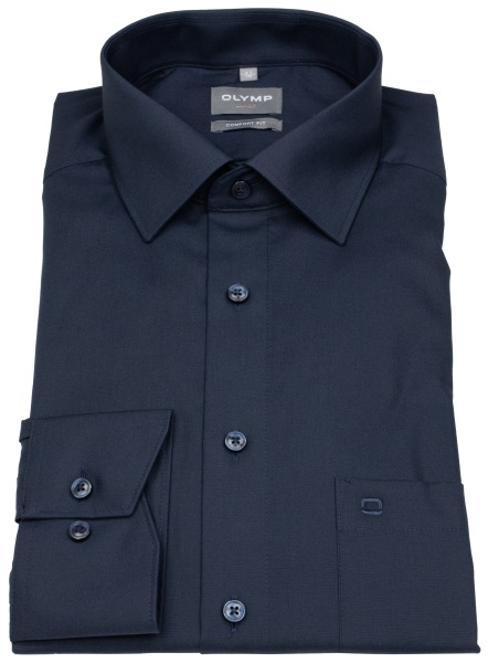 OLYMP Chemise - Comfort Fit - Col New Kent - bleu foncé