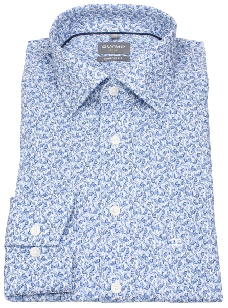 OLYMP Hemd - Comfort Fit - New Kent - Print - dunkelblau / weiß