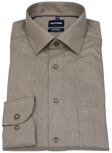 OLYMP Chemise - Comfort Fit - Structure - marron clair