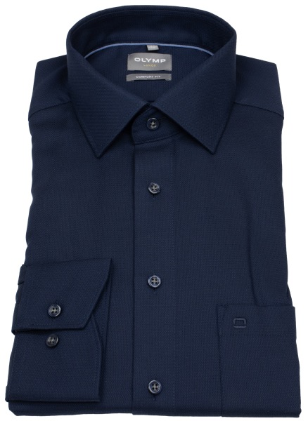 OLYMP Hemd - Comfort Fit - Struktur - New Kentkragen - dunkelblau