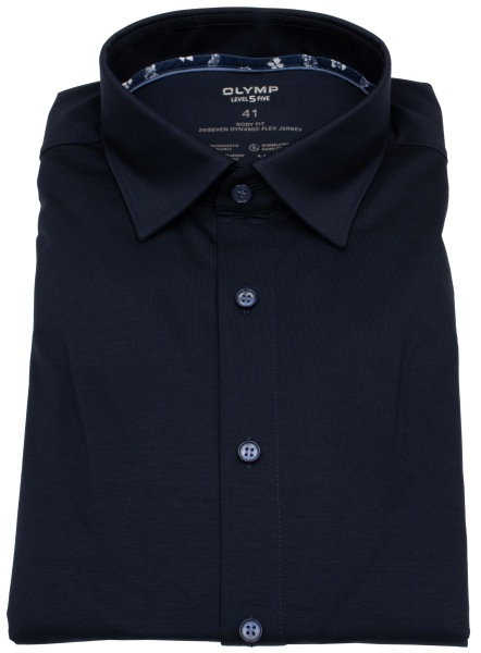 OLYMP Hemd - Level 5 Body Fit - 24/7 Flex Jersey - dunkelblau