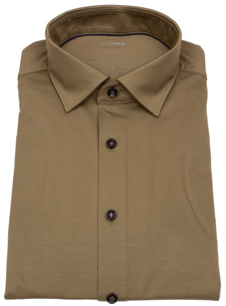 OLYMP Hemd - Level 5 Body Fit - 24/7 Flex Jersey - taupe