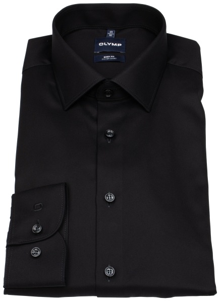 OLYMP Hemd - Level 5 Body Fit - Cover Shirt - extra blickdicht - schwarz